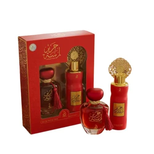 Le produit Coffret Parfum Lamsat Harir – Eau de parfum + Spray parfumé, senteur orientale élégante longue tenue (Homme & Femme)